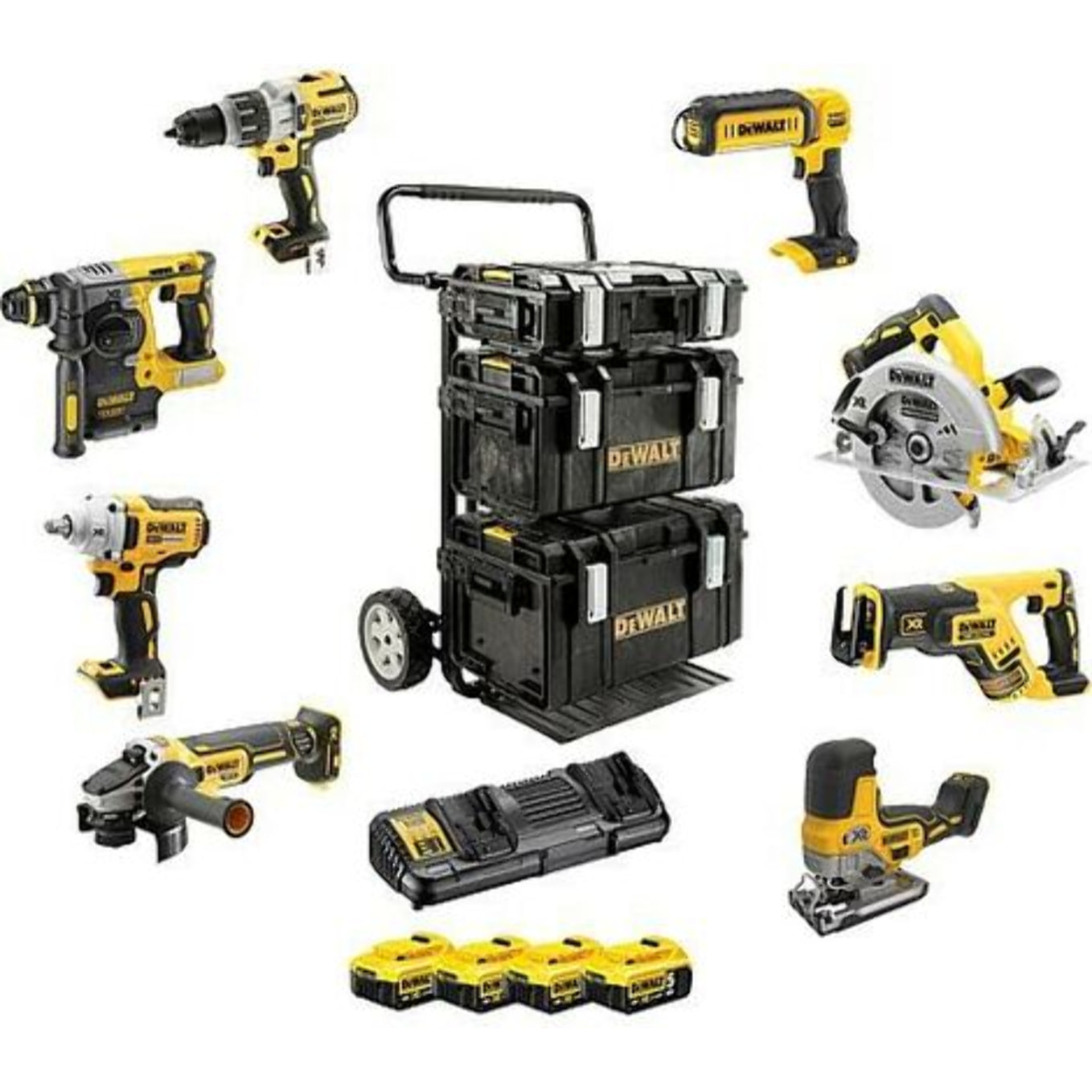 Kit Premium 8 Outils XR 18V DEWALT Brushless + 4 Batteries 5Ah Li-Ion - DCK856P4