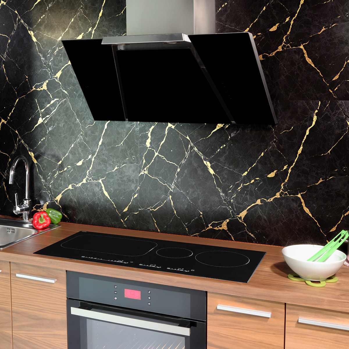 Crédence adhésive - MARBRE NOIR SABLÉ - 60x200cm