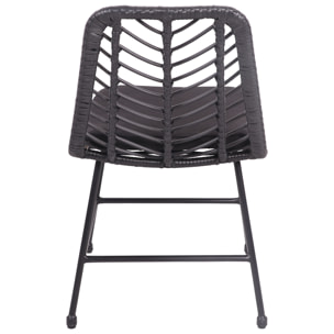 Lot de 2 chaises en rotin synthétique noires avec coussins OKA