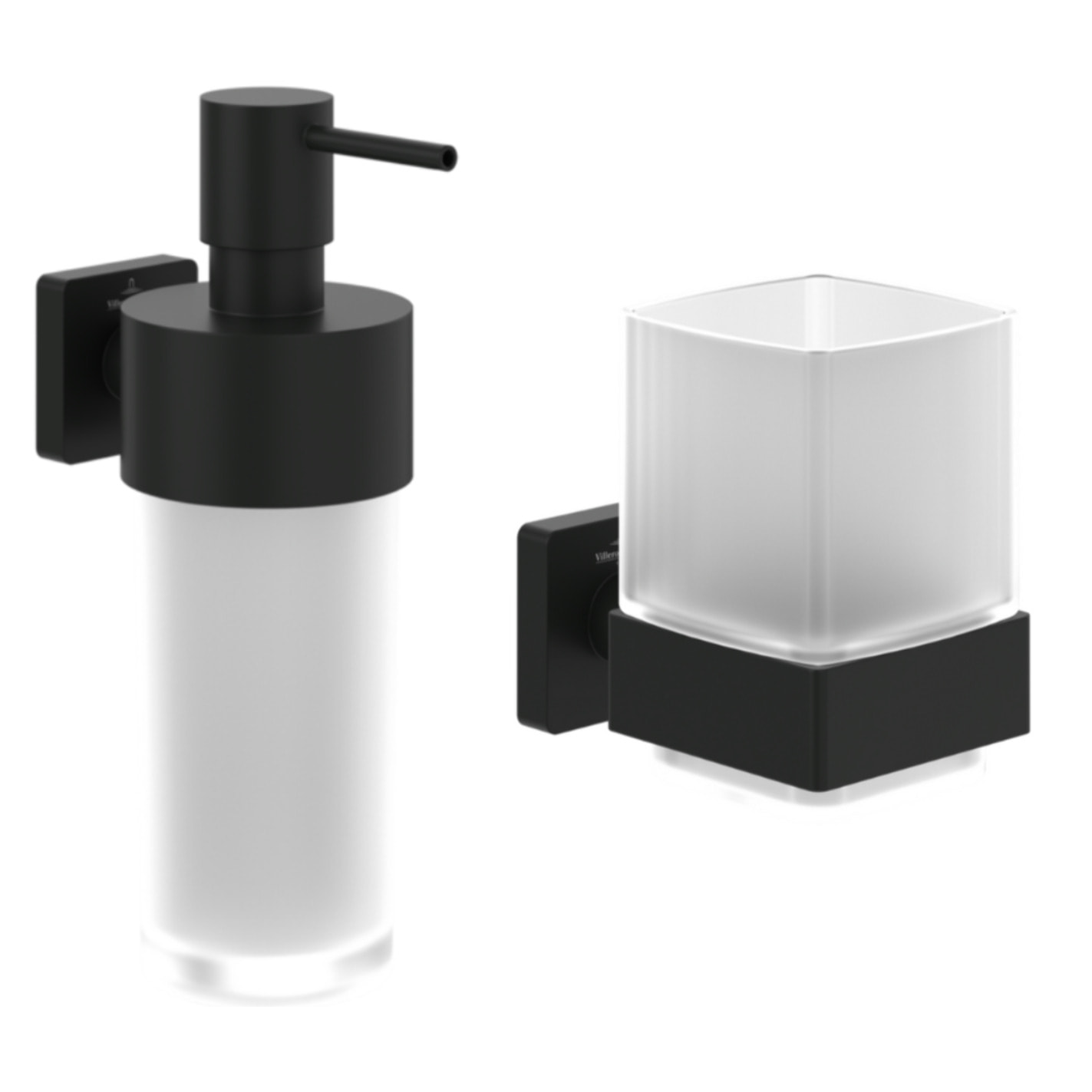 Porte-verre + Distributeur de savon VILLEROY & BOCH Elements Striking noir mat