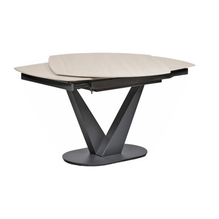 Table extensible ovale 120/180 en céramique effet bois - VESSEL