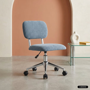 Chaise de bureau enfant à roulettes ajustable tissu chenille AMORY KID