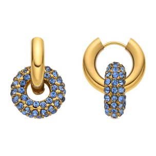 Pendientes con Cristal Azul Oscuro acabado oro 18k