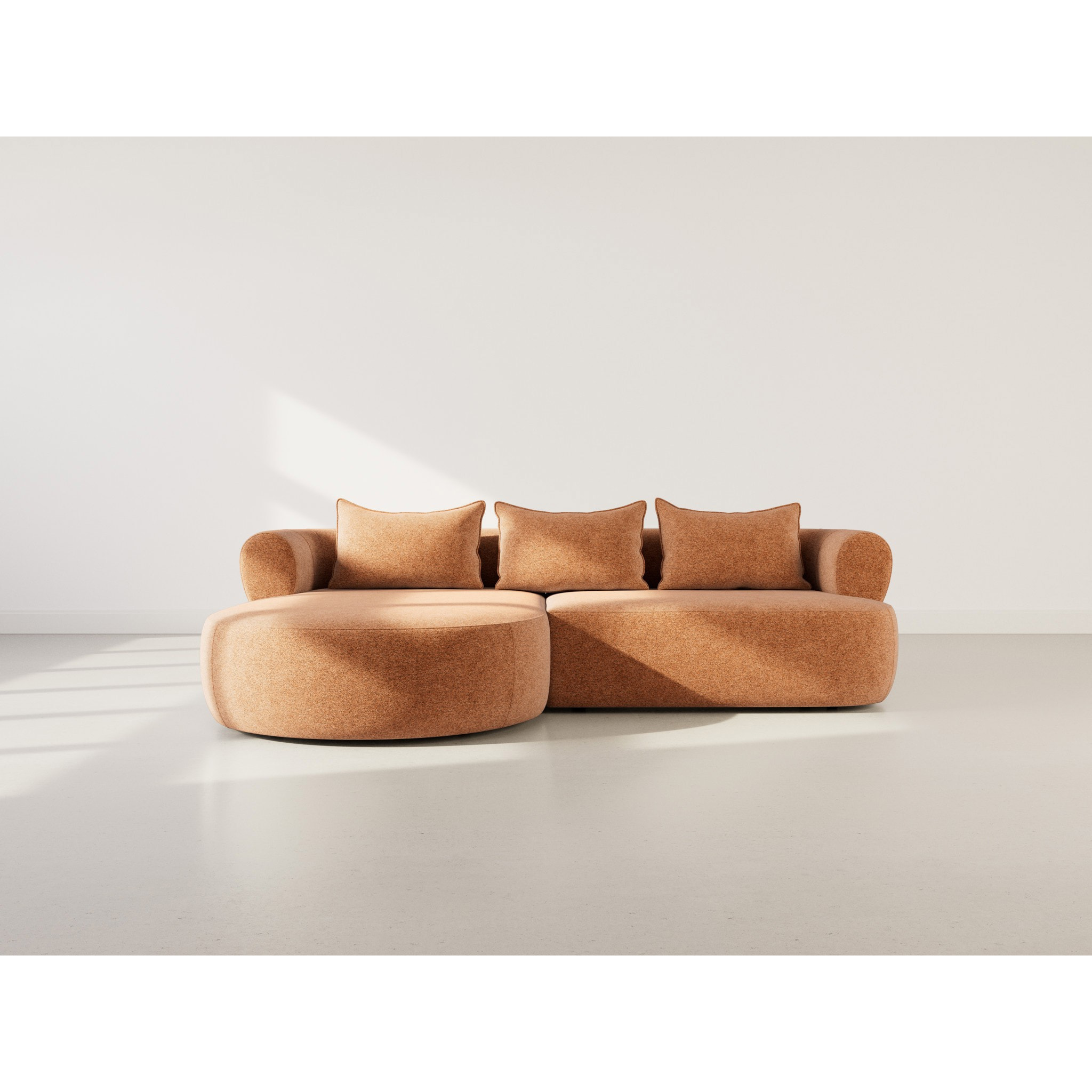 Angela - canapé d'angle gauche 4 places en velours texturé - Terracotta