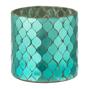 J-Line bougeoir Cylindre Mosaïque - verre - azur