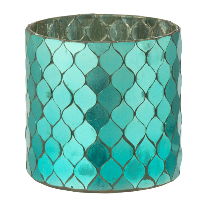 J-Line bougeoir Cylindre Mosaïque - verre - azur