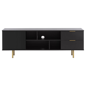 Monica - meuble TV - noir - 4 niches et 2 portes - 150 cm - Noir