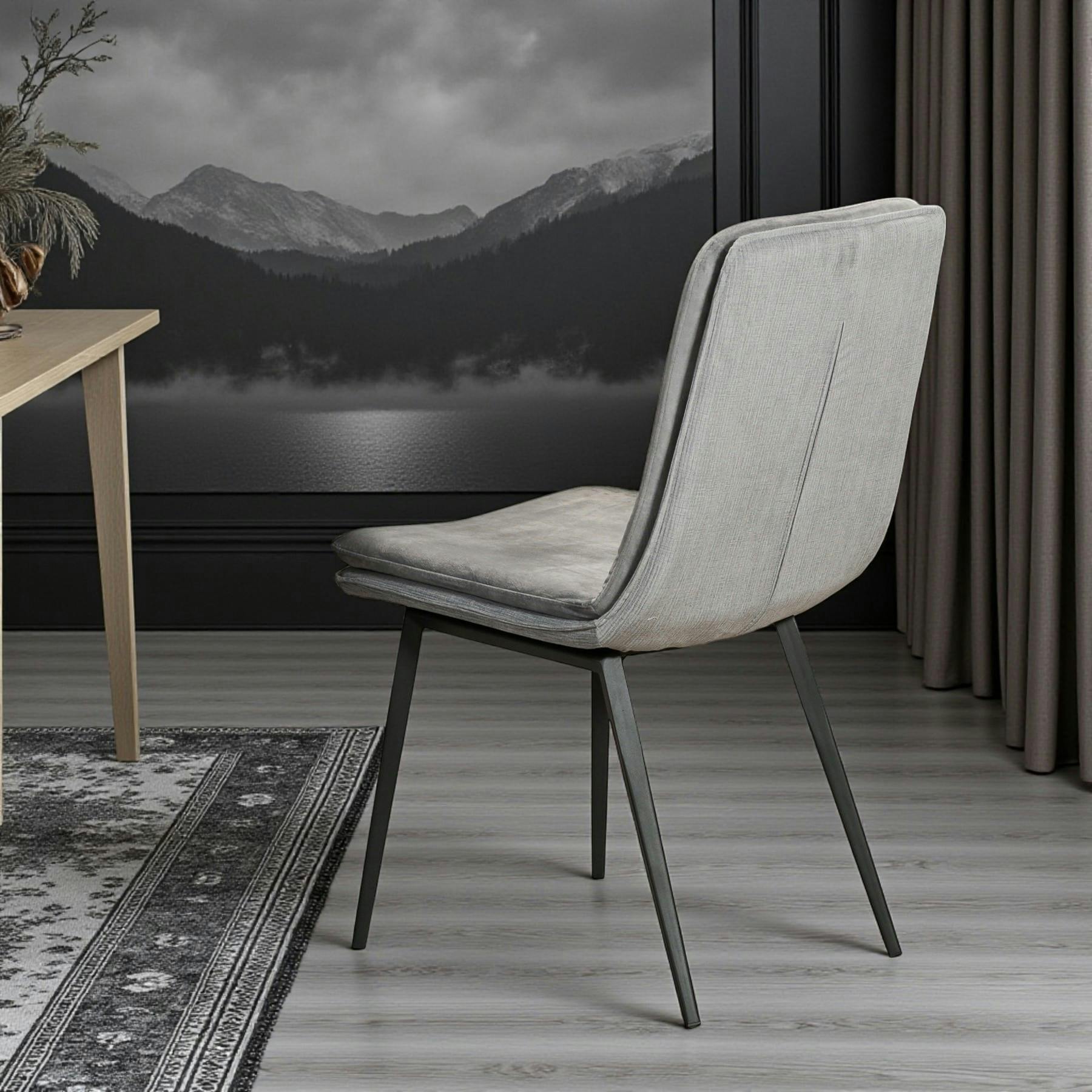 Chaise en velours gris (lot de 2) OKA