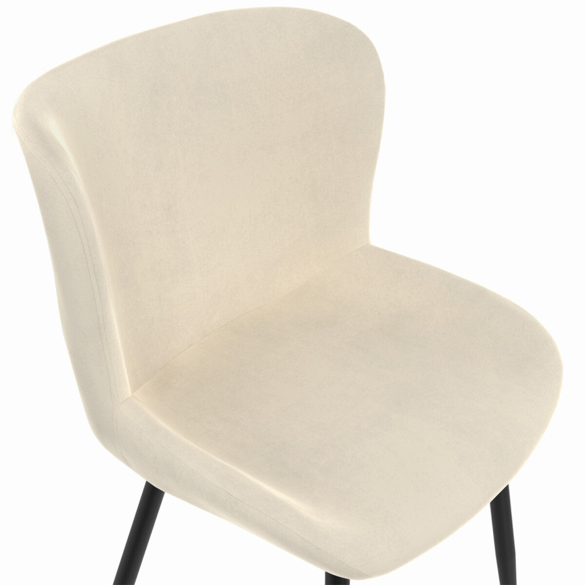 Chaises Taylor velours crème pieds métal noirs - lot de 4