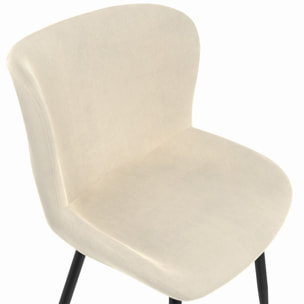 Chaises Taylor velours crème pieds métal noirs - lot de 4