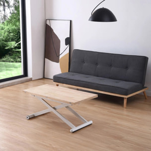 Mesa de centro elevable y extensible en blanco y roble 57-114x49-76 cm Katia Roble - Blanco