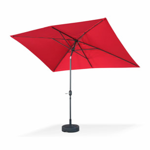 Parasol droit rectangulaire 2x3m - Touquet Rouge - mât central en aluminium orientable et manivelle d'ouverture