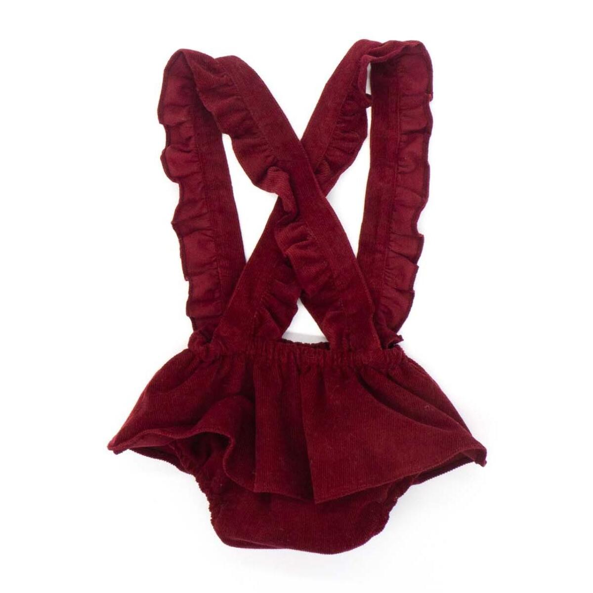 Falda con tirantes de pana granate