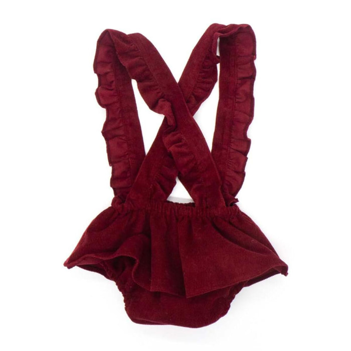 Falda con tirantes de pana granate