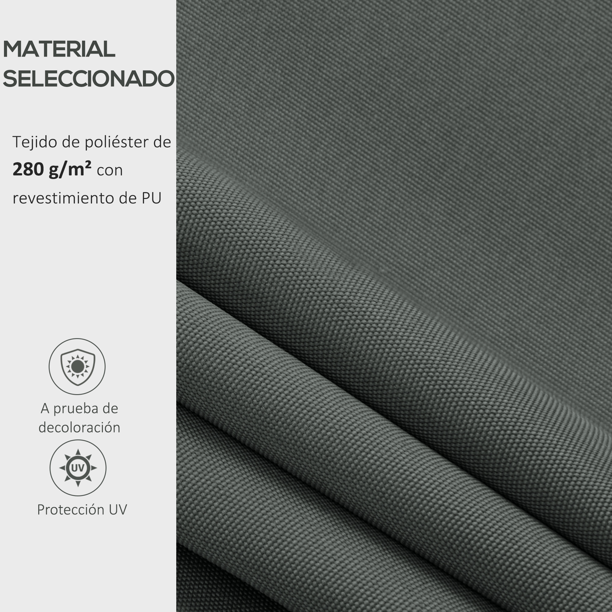 Techo de Repuesto para Toldo, 382x240 cm, Lona para Toldo con Dobladillo, Protección UV, Impermeable, Tela de Repuesto para Patio, Terraza, Jardín, Balcón, Gris