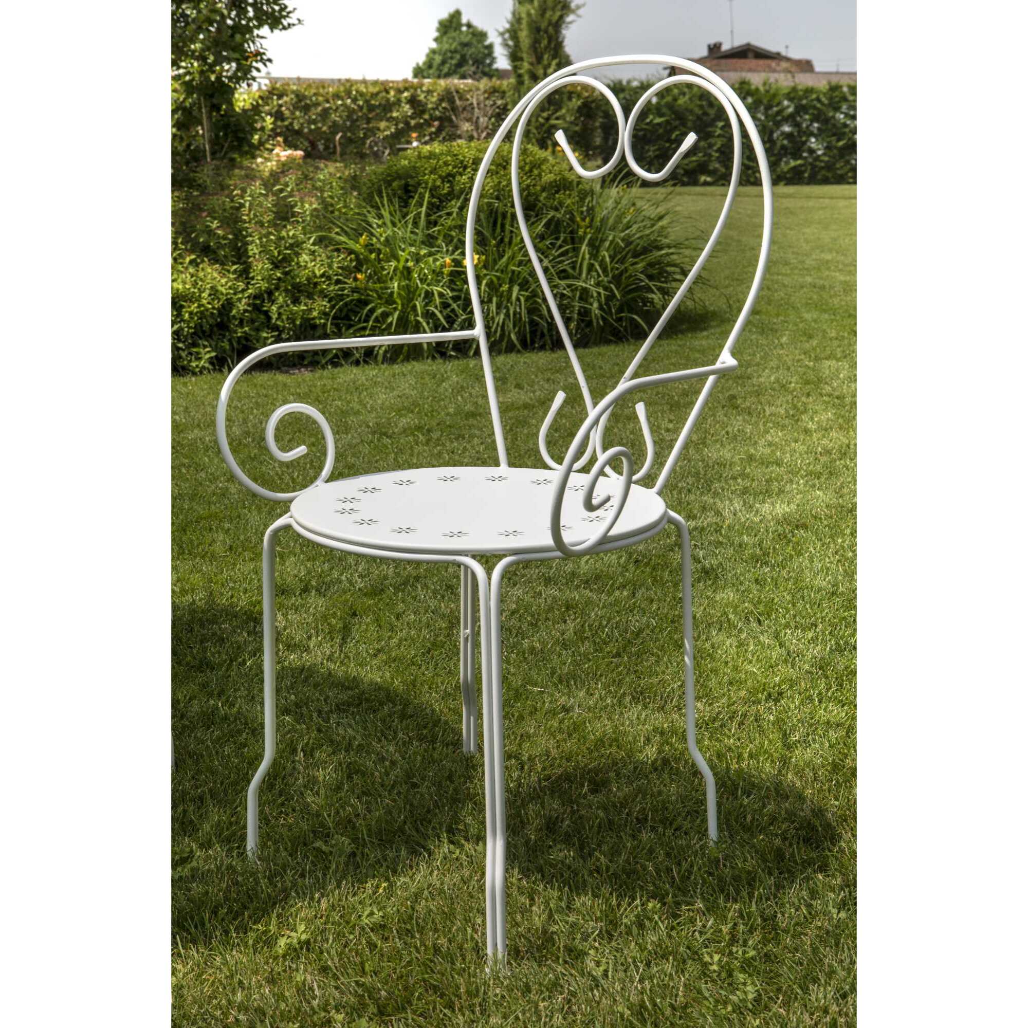 Poltrona New Old Vacchetti in metallo bianco crema cm49x48h43/59/90