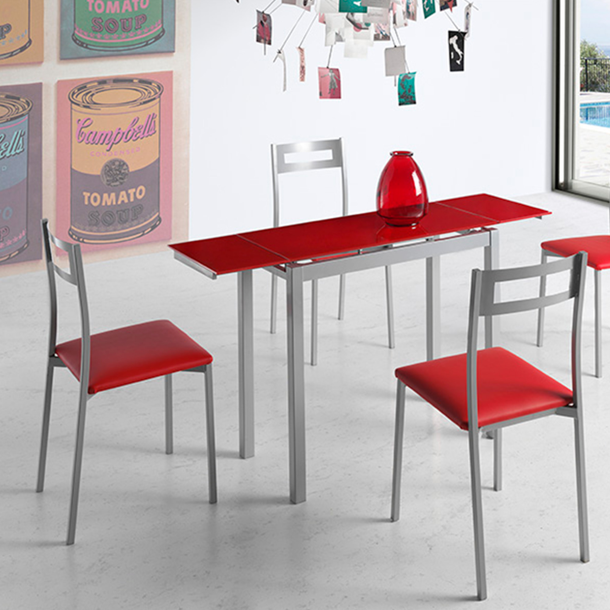 Set de 4 sillas – Polipiel y metal