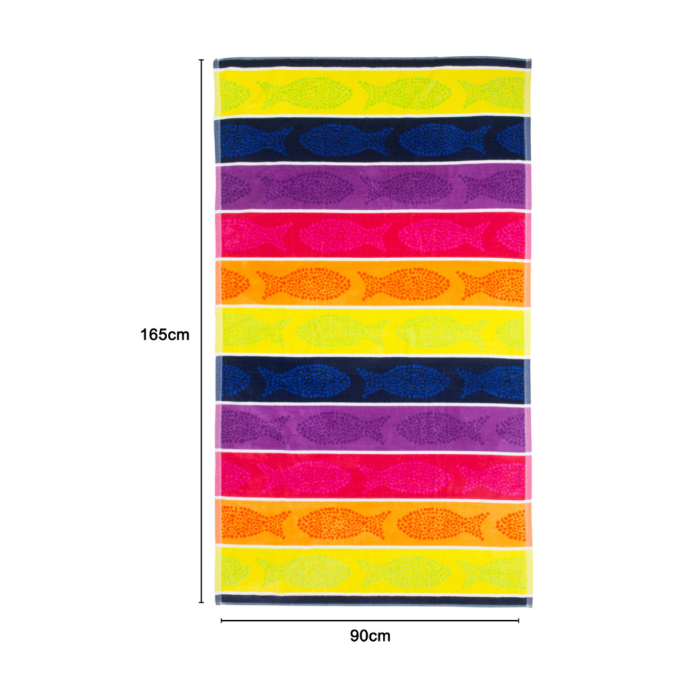 Telo Mare Spugna Jacquard Spiaggia Disegno Fish Pois