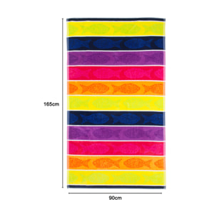 Telo Mare Spugna Jacquard Spiaggia Disegno Fish Pois