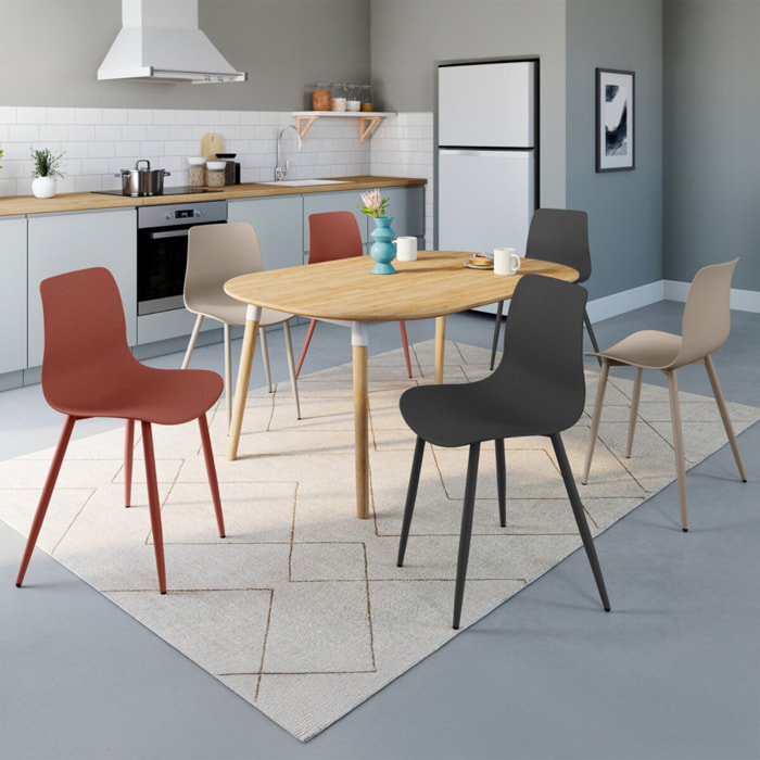 Chaises Nala mix de couleurs : 2x beiges, 2x gris foncé et 2x terracotta - lot de 6