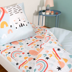 Parure de lit enfant imprimé 100% coton - catchi - bleu