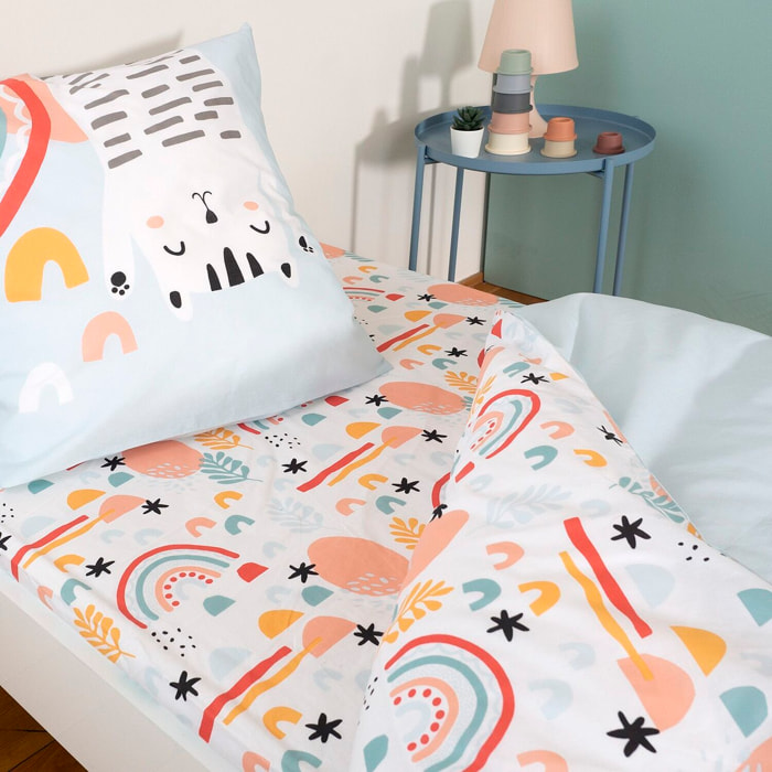 Parure de lit enfant imprimé 100% coton - catchi - bleu