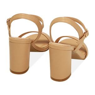 Sandali beige, tacco 8 cm