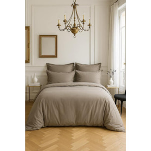 Housse De Couette 100% Satin de Coton lavé 105 Fils Gris Clair