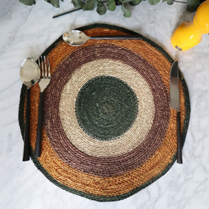 Lot de 6 sets de table terracotta en jonc de mer 38cm LUNA