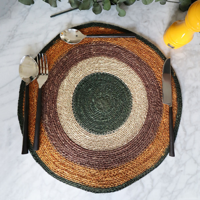 Lot de 6 sets de table terracotta en jonc de mer 38cm LUNA