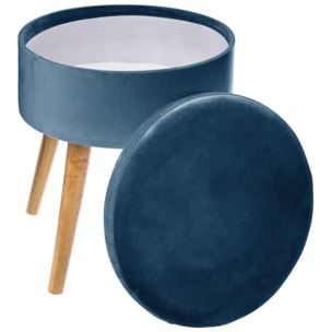 Tabouret coffre "Tess" bleu en velours