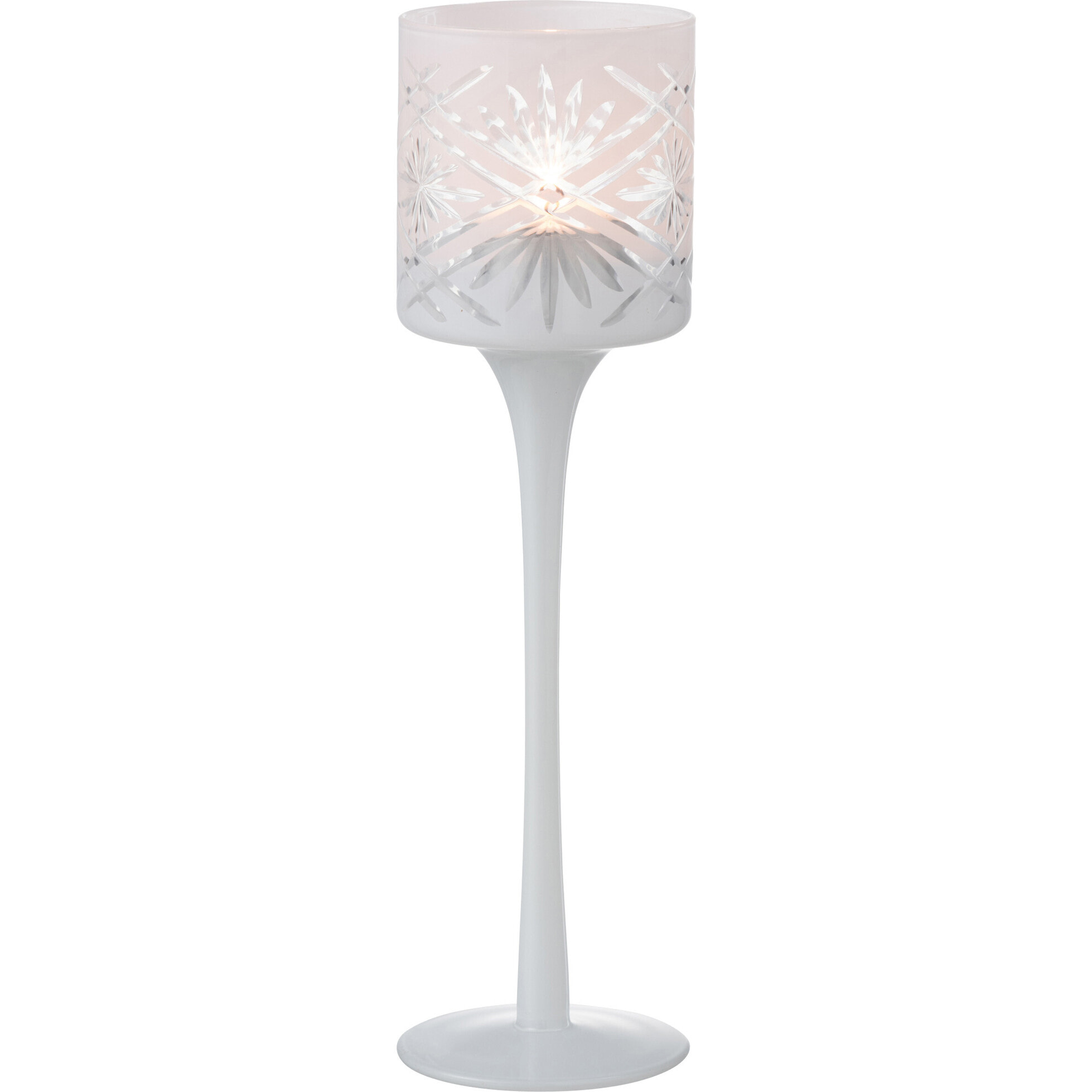 J-Line photophore sur Pied Santorini - verre - blanc - small