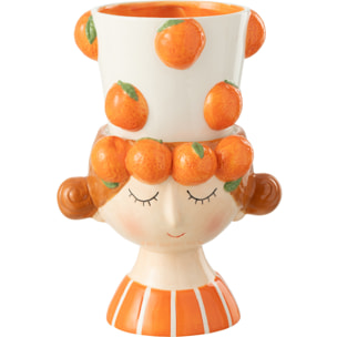 J-Line Cachepot 2 Parties Orange Fille Dolomite