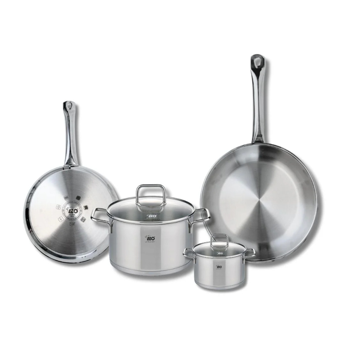 Set de 2 Poêles de cuisson 24 et 28 cm et 2 faitouts 12 et 20 cm Elo Profi Citrin