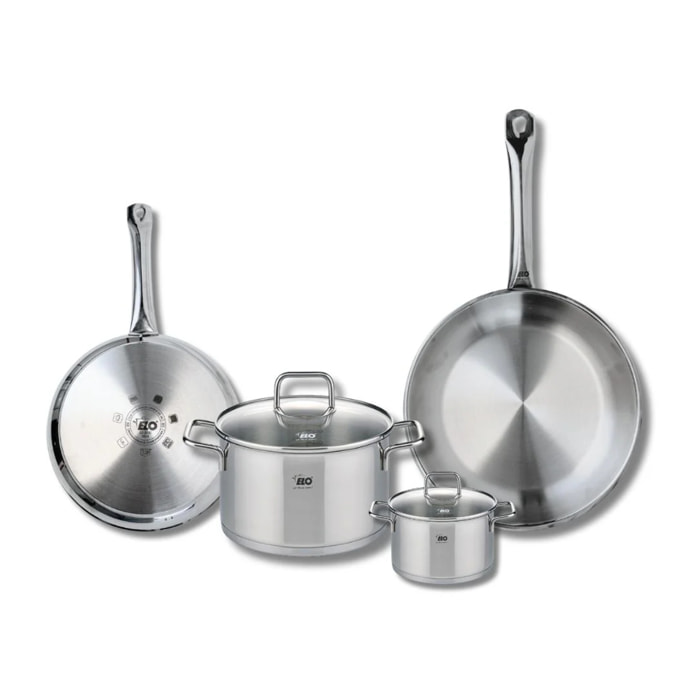 Set de 2 Poêles de cuisson 24 et 28 cm et 2 faitouts 12 et 20 cm Elo Profi Citrin