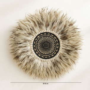 Décoration en plumes jujuhat naturelles et coquillages 50cm KAPAU
