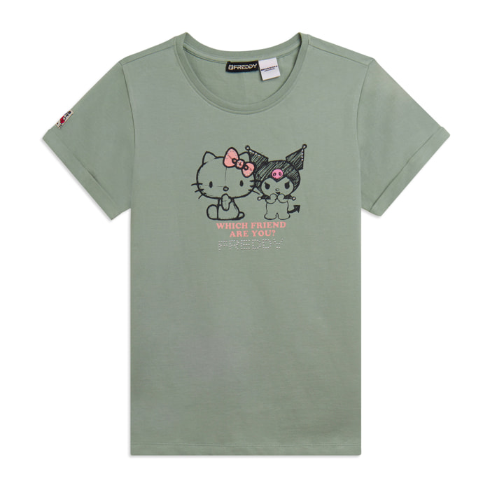 T-shirt Hello Kitty & Kuromi con stampa frontale