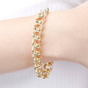 Bracciale in Argento 925 placcato Oro Giallo 18Kt con Maxi Maglia Grumetta Lucida