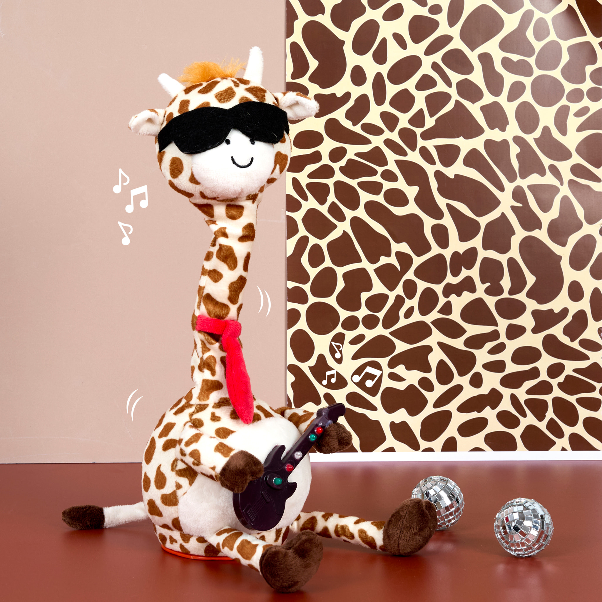 Peluche - JEUX 2 MOMES - Girafe Dansante - Jaune et Marron