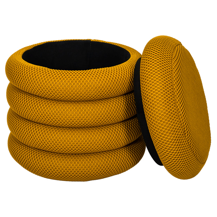 POUF RANGEMENT ATOME JAUNE