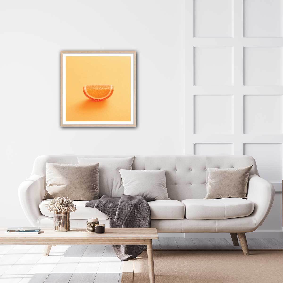 Affiche cuisine bonbon à l'orange Affiche sous cadre bois