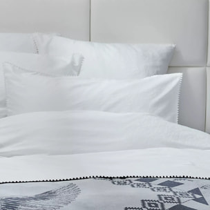 Housse de couette satin de coton motif jacquard blanc Alula blanc
