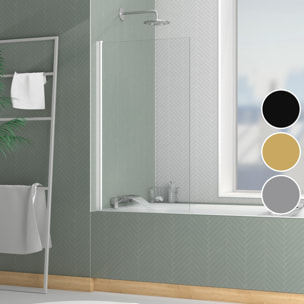 Pare baignoire Rabattable 70x120cm - Profilé Blanc Mat - Verre Trempé 4mm - ELEMENTARY