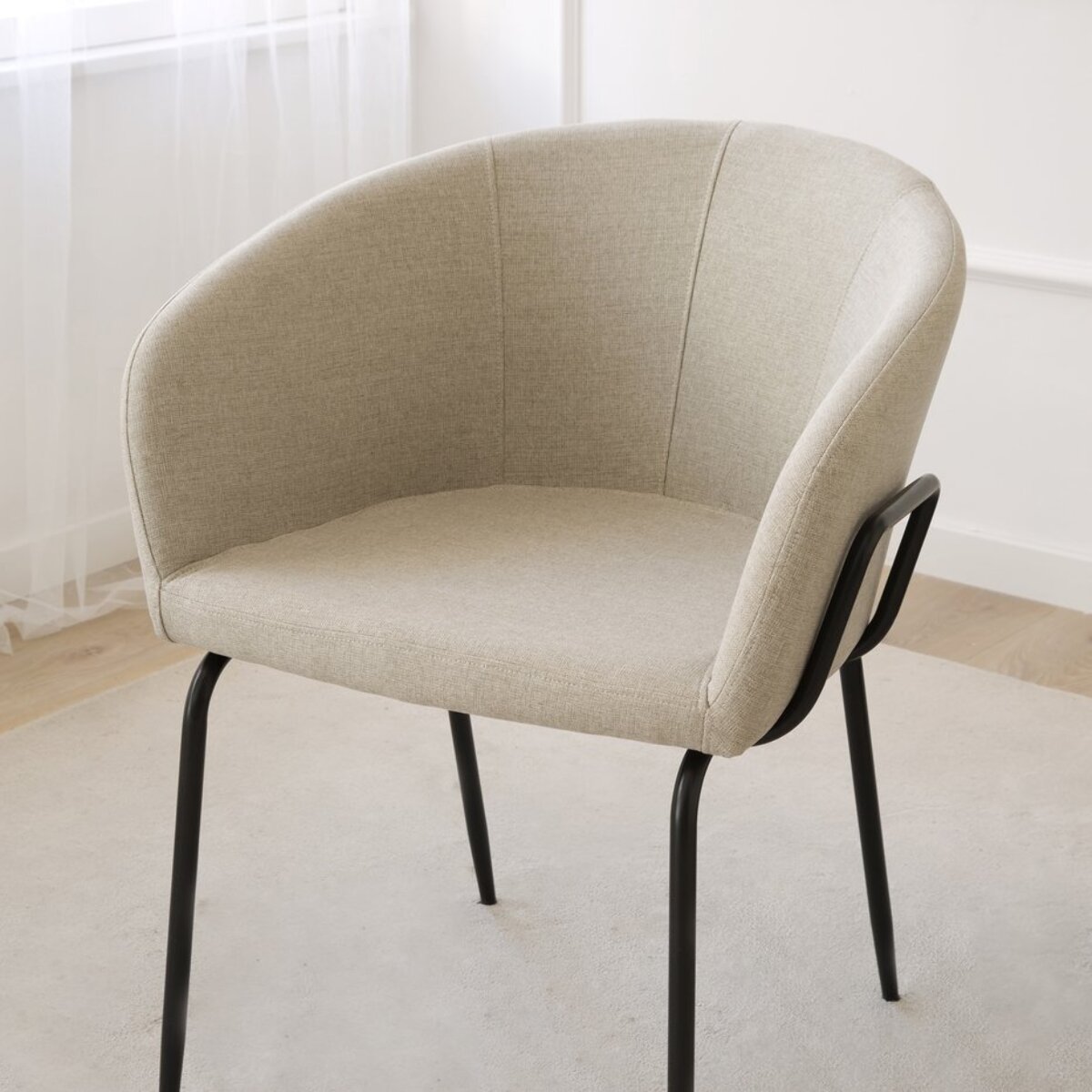 Chaise rembourrée Dresden -tissu. pieds métalliques-couleur beige 60 x 76 x 57 cm