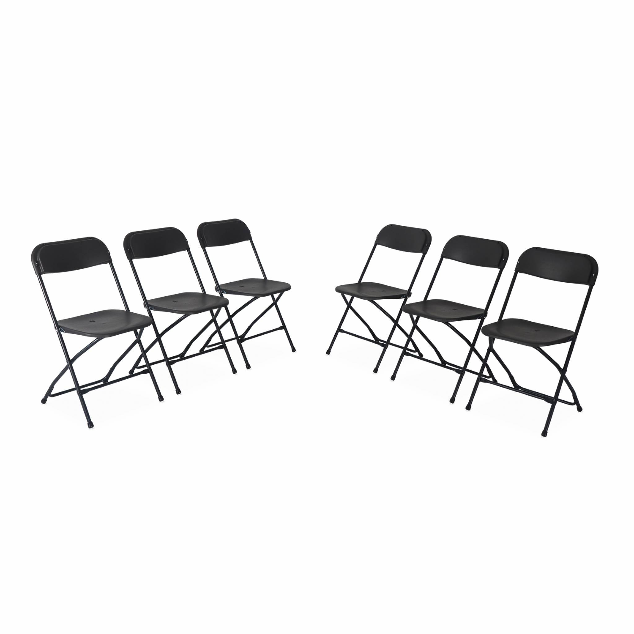 Chaises de réception pliantes – Fiesta – 6 chaises d'appoint en plastique gris foncé et métal