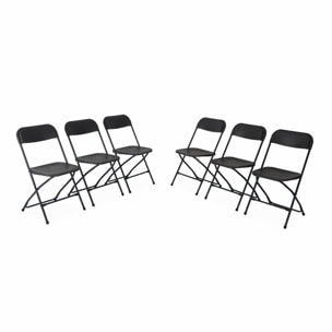 Chaises de réception pliantes – Fiesta – 6 chaises d'appoint en plastique gris foncé et métal