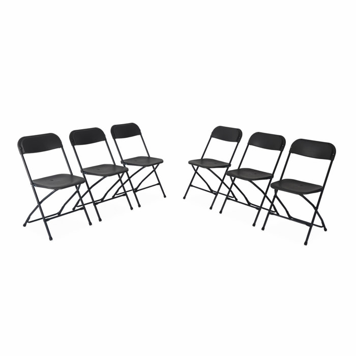 Chaises de réception pliantes – Fiesta – 6 chaises d'appoint en plastique gris foncé et métal