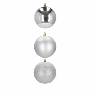 Set de 42 bolas de navidad de cristal plata, en varios tamaños y acabados