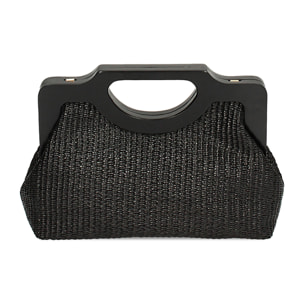 Bolso de mano negro de rafia
