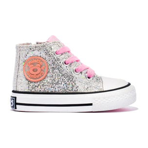 Zapatillas Altas de Bebé Glitter Plata